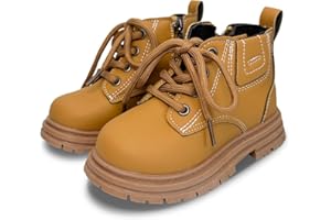 Uineky Toddler Boys Girls Combat Ankle Boots Little Kids Chelsea Fall Winter Snow Hiking Work Booties Waterproof Leather Outdoor Shoes