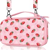 Gurgitat Carrying Case for Nintendo Switch Lite Travel Carry Cases Hard Shell Protective Cover Strap Strawberry Cute Girls Boys Accessories Storage Protector Pouch Bag for Nintendo Switch Lite 2019