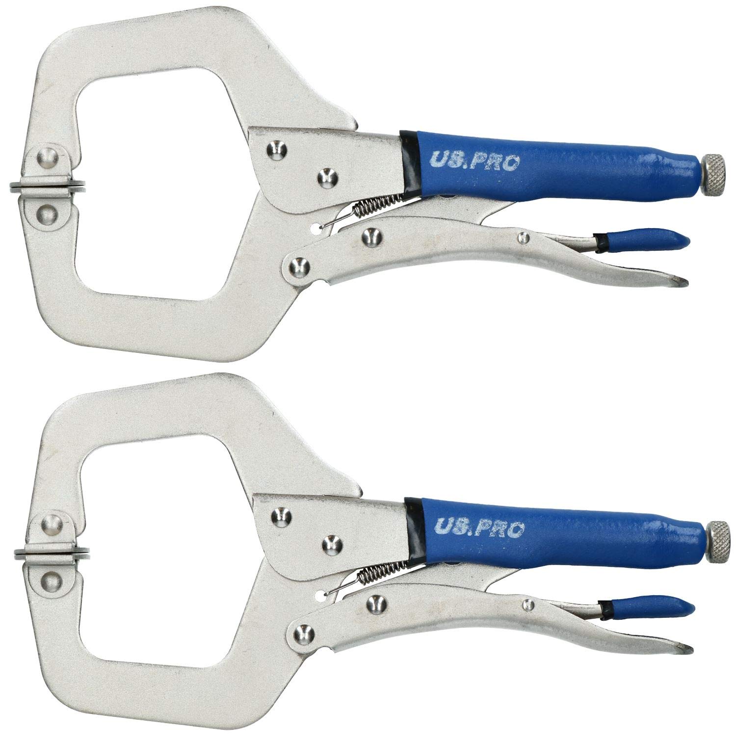 11” Welding Locking C Clamps Adjustable Fastener with Quick Release Grip 2 Pack