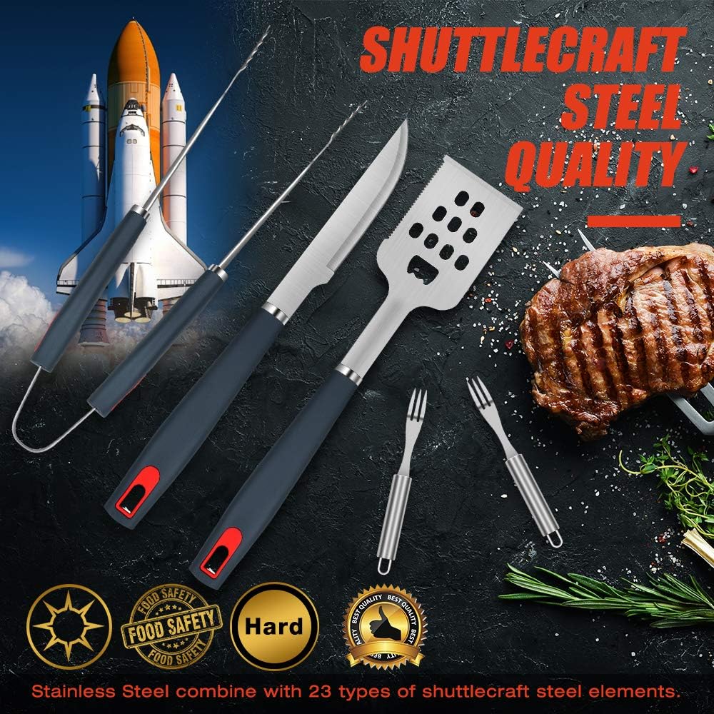 EUHOME Grilling Accessories BBQ Grill Tools Set Heavy Duty Utensils 31 PCS Set, Thick Stainless Steel Utensils for Smoker, Camping, Kitchen, Barbecue with Nylon Carry Bag Great Gift Christmas for Men : Garden & Outdoor