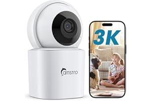 CAMSTRO 3K Indoor Security Camera - Pet Camera, 5G/2.4G WiFi Baby Monitor with Phone App, 360° Pan/Tilt, Motion Tracking & Alarm, Night Vision, 2-Way Audio, 24/7 SD/Cloud Storage, Works with Alexa