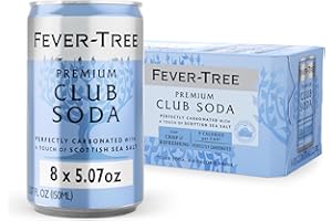 Fever-Tree Club Soda - Premium Quality Mixer - Refreshing Beverage for Cocktails & Mocktails. Naturally Sourced Ingredients, No Artificial Sweeteners or Colors - 5.1 Fl Oz Cans - Pack of 8