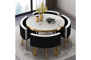 KAREFRI Office Reception Room Club Table and Chair Set - Round Table and PU Faux Leather Chairs (Black) - 80cm x 75cm (Table), 73cm (Chairs) - Modern Style - Requires Assembly