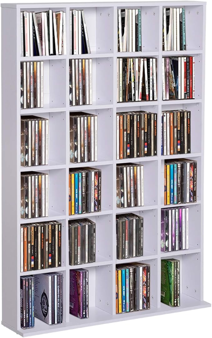 480 CD / 312 DVD Storage Shelf Rack Media Storage Unit Shelves Racks Wooden Bookcase