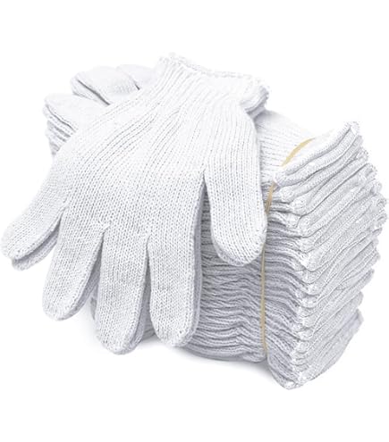 300 Pairs White String Knit Gloves - Medium, Cotton Polyester Blend, 25 Dozen Bulk Pack 3 thumbnail image