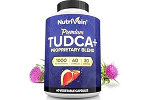 Nutrivein Premium TUDCA+ Liver Support Supplement 1000mg - 30 Day Supply (60 Caps): TUDCA Supplement Bile Salts for Liver Wellness