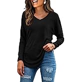 Neineiwu Womens Long Sleeve Tunic Tops Trendy Dressy Casual Fall Fashion 2025 V Neck T Shirt Blouses for Office Work