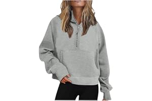 KICILVS Fall Sweatshirts for Women 2023 Solid Color Long Sleeve Crewneck Pullover Casual Tops with Pocket Loose Comfy Shirts