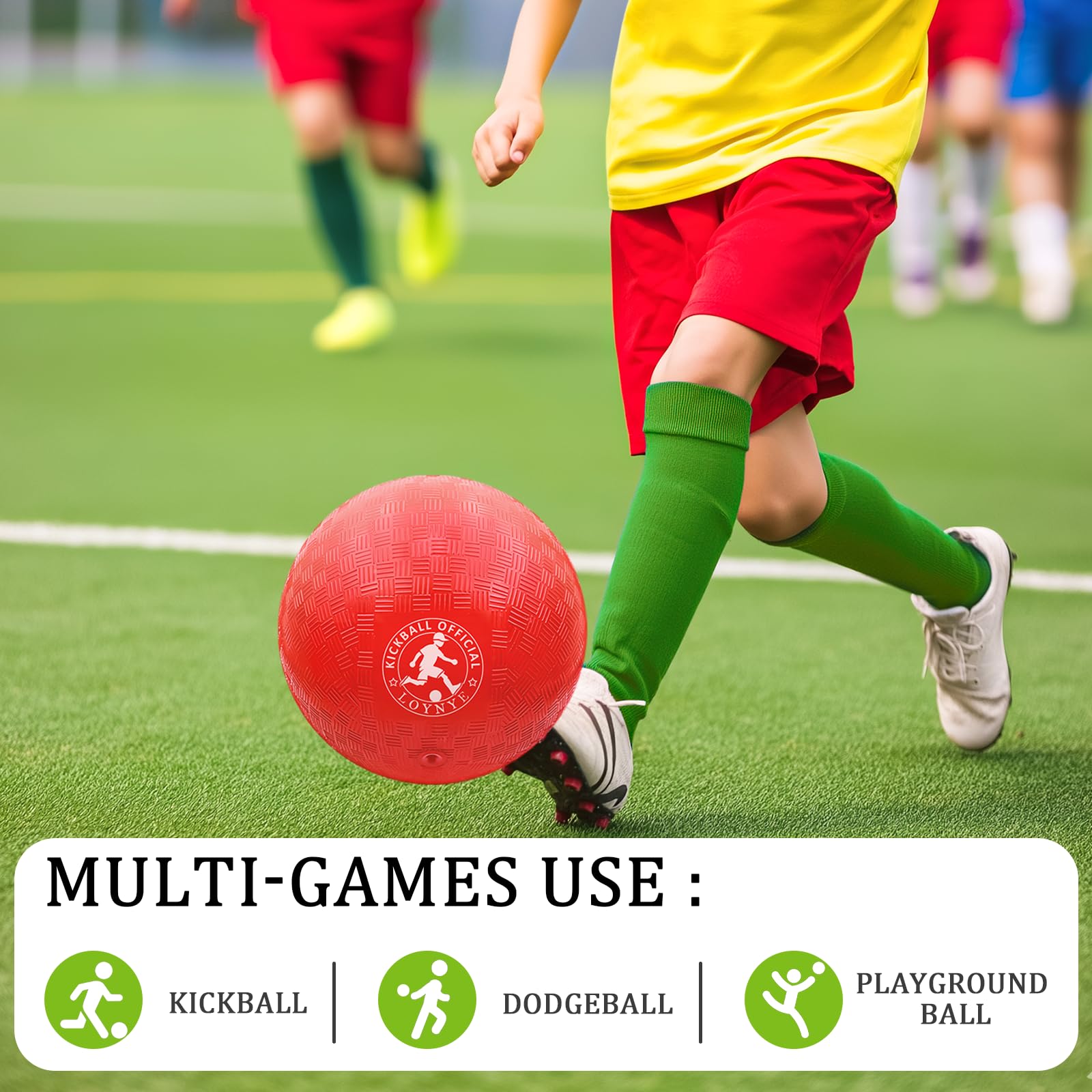 10 Inch Dodgeball Balls Playground Ball Kickball, Dodge Balls for Kids, Kickballs Handball for Indoor Outdoor Games Four Square Balls, Includes Pump