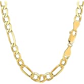Jewelry Affairs 14k Yellow Gold Hollow Figaro Chain Necklace, 6.5mm