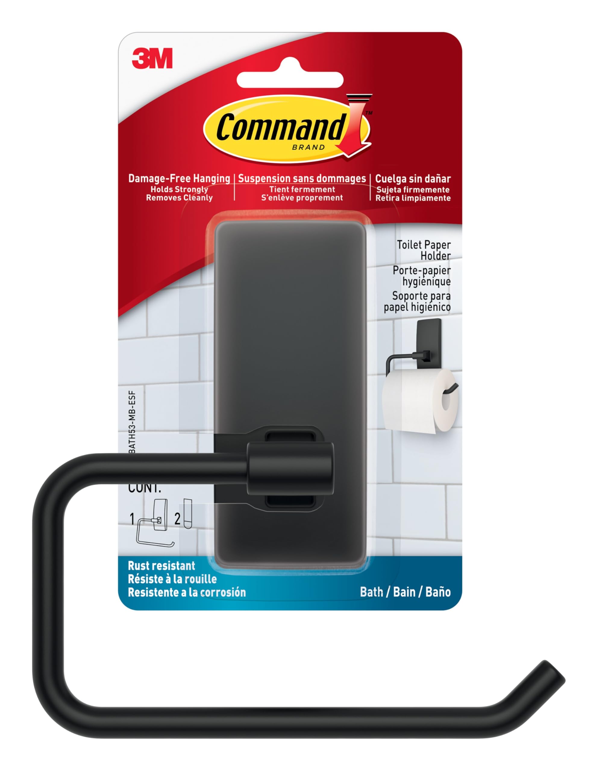 Command Toilet Paper Holder [Removable]: 1 Holder (Matte Black)