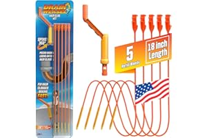 FlexiSnake Drain Weasel Sink Snake Hair Clog Remover Tool, Pipe, Bathroom, Bathtub Cleaner, 18-inch, Made in the USA, 5 Wands and Removable Handle