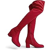 DREAM PAIRS Women's Laurence Over The Knee Thigh High Chunky Heel Boots Long Stretch Sexy Fall Boots