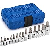 EMENTOL 14PCS Torx Bit Socket Set, CR-V, S2 Steel, 1/4", 3/8" and 1/2" Drive Star Bit Socket Set, T6 - T60
