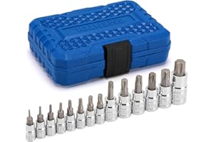 EMENTOL 14PCS Torx Bit Socket Set, CR-V, S2 Steel, 1/4", 3/8" and 1/2" Drive Star Bit Socket Set, T6 - T60