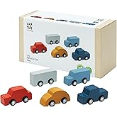 PlanToys® Mini Car Set Wooden Montessori Vehicle Set | Early Movement, Imagination and Practical Life Exploration | Eco Friendly Mini Car Set for Indoor and Outdoor Play