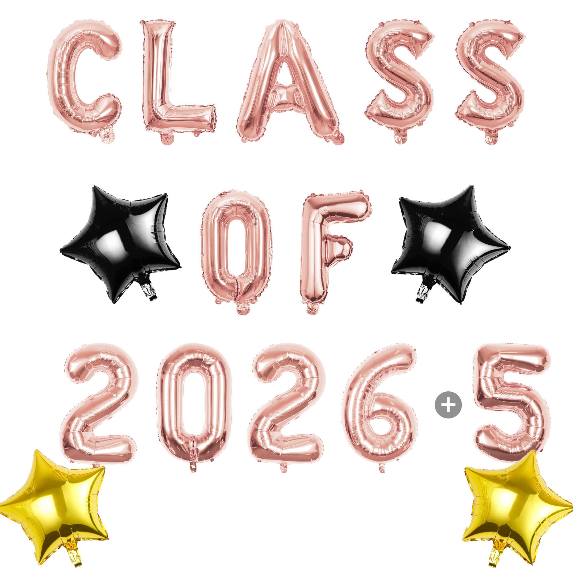 Pargleev Class of 2025 2026 Graduation Decorations, 16 Inch Rose Gold Foil Balloons Freely Combine 2025/2026, 18 Inch Star Balloons for High School College Grad Gift Ins Photo Party Supplies — image 1