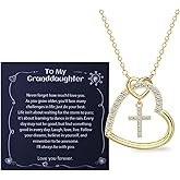 Alissl Heart Cross Necklace for Little Girls Daughters Granddaughters Nieces, Valentines Thanksgiving Baptism gifts for Kids Teens Toddler