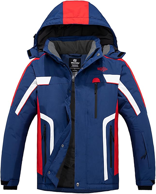 Chaqueta de Esquí Hombre Impermeable Parka Capucha Azul Marino XL