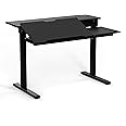 Stand Up Desk Store 40" Manual Adjustable Height Split Level Drafting Table Ergonomic Desk with Monitor Shelf (Black/Black)