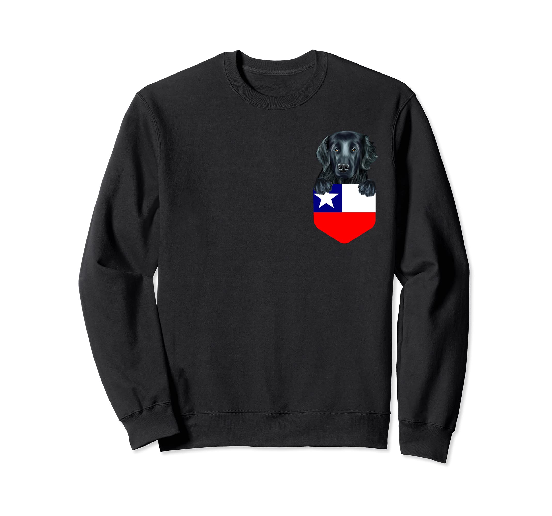 Chile Flag Flat-Coated Retriever Dog In Pocket Sweatshirt