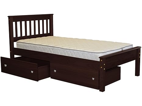Amazon Com Bedz King Mission Style Twin Bed With 2 Under Bed