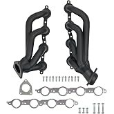 High Temperature Black Coated Exhaust Headers 2002&ndash;2013 Silverado Sierra Suburban Tahoe Yukon Escalade 4.8L 5.3L 6.0L 6.2L V8 LS Style Engines Right Side Beveled Flange