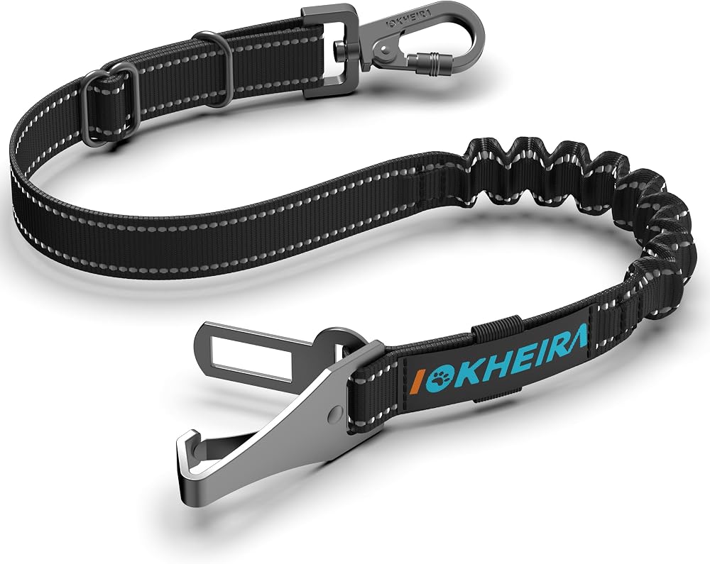 IOKHEIRA Dog Seat Belt Car Harness ISOFIX LATCH Safety Belt 50-80cm
