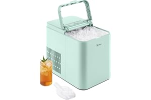 Midea MERI26B1AGN Countertop Bullet-Ice Maker, 8 Ice Bullets Ready in 6 Minutes, 26lbs/24H, Self-Cleaning Function with Ice Scoop and Basket for Home/Office/RV