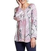 Tribal Women's 3/4 SLV Buttoned Fr Blouse W/Tape DTL