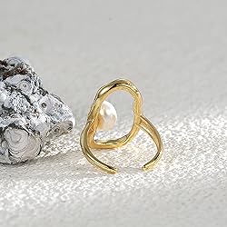Handmade Geometric Pearl Gold Plated Statemnet Ring