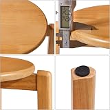 YMYNY 4pcs Solid Wood Round Stool 27x27x45CM Natural Color HBD026N-4 view 8