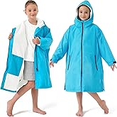 Swim Parka Kids Windproof Sherpa-Lined Unisex Parka Quick-dry Robe Coat for Kids Youth,Oversize Swimming Warm Jacket