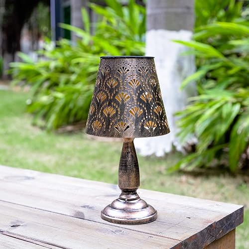 Outdoor Solar Table Lamp, Metal Waterproof Solar Powered Patio
