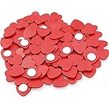 HOWAF 100pcs Wooden Red Heart Adhesive for Wedding Valentine's Day Crafting Decorations, Lovely Little Heart Embellishments f