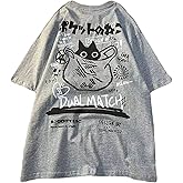LREUIP Gothic Oversized Printed T-Shirt Harajuku Street Trend Men and Women's Personality Loose Print Punk Short Sleeve