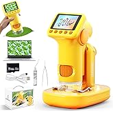 1600x Microscope for Kids, 2" Digital Screen Kids Microscopes, Handheld Pocket Microscope with Photo/Video, LED Light, 32GB, Slides, Rechargeable Portable Microscope for Boys Girls Ages 6,7,8-12