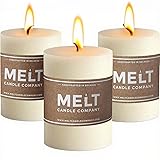 Melt Candle Pillar Candles, 3 Pack - Unscented