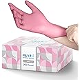Hand-E Touch Pink Nitrile Disposable Gloves - Esthetician, Nail Tech, Hair Dye & Stylist, Cleaning Gloves