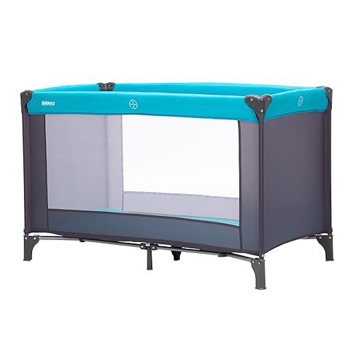 Fillikid Reisebett Basic 60 x 120 cm mit Matratze Design grau - türkis