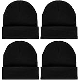 LCZTN 4 Pack Winter Ski Beanie Hat for Men&Women,Warm Fisherman Cuffed Knit Cap Unisex