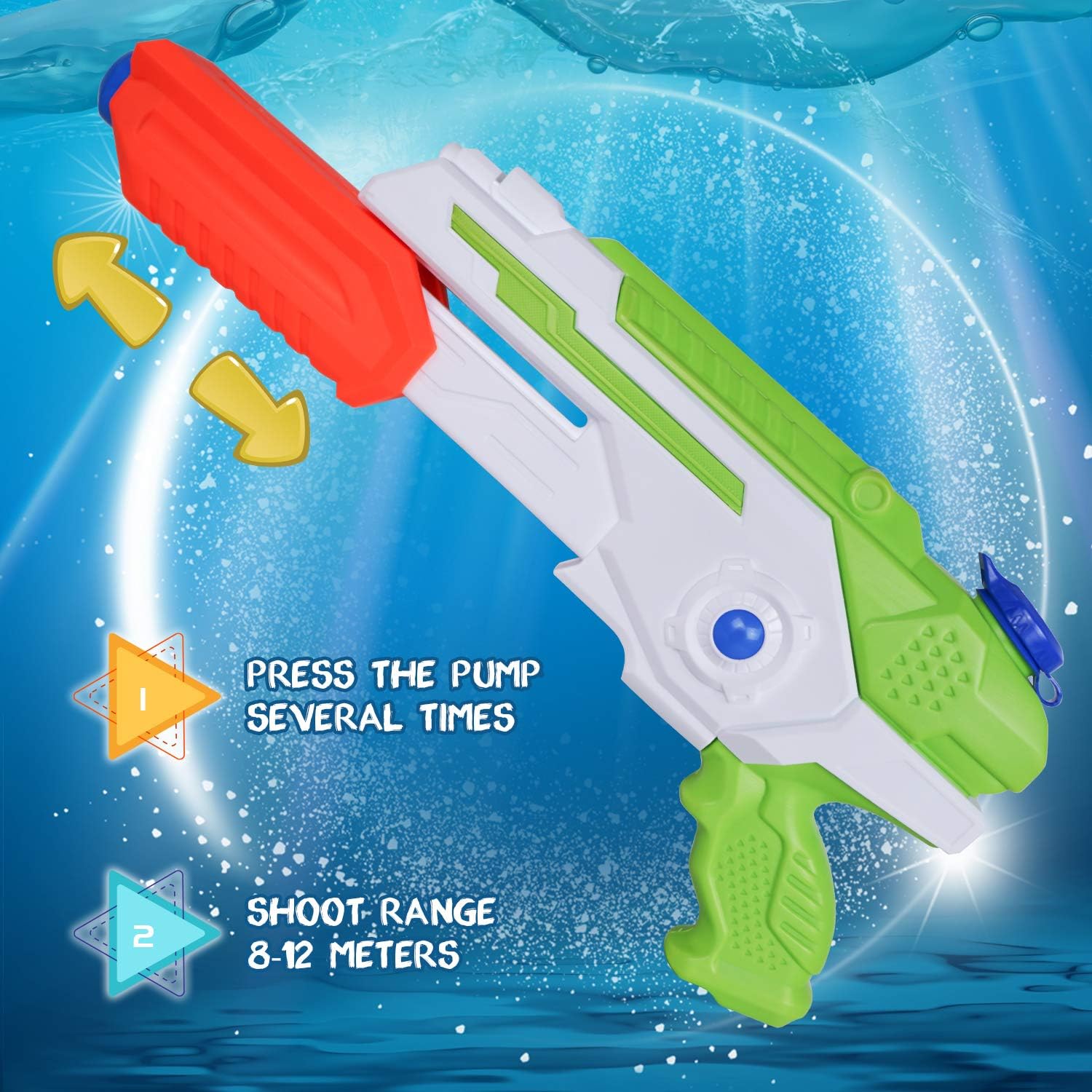 MOZOOSON Water Gun for Kids, 2x1000ccc Super Squit Water Soaker Blaster Pool Water Toys for Kids Outdoor Fighting Play Beach Sand: Toys & Games