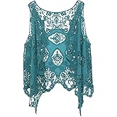 JASTIE Women Open Stitch Cardigan Boho Sleeveless Hippie Summer Hollow Out Solid Crochet Vest