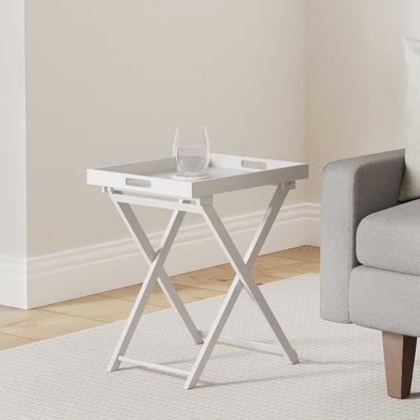 DESIGNSTYLES ACRYLIC FOLDING TRAY TABLE – MODERN CHIC ACCENT DESK – KITCHEN AND BAR SERVING TABLE – ELEGANT CLEAR DESIGN