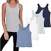 Lucky Brand Women's Tank Top - 4 Pack Stretch Cotton Scoop Neck Sleeveless T-Shirt, Camiseta sin Mangas para Mujer
