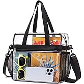 Lyingflat Clear Bag for Stadium Events Founctional 12x6x12 Stadium Approved Clear Tote Bag with Adjustable & Detachable Strap