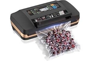 QIQIAOB 95Kpa Vacuum Sealer Machine, Powerful Commercial Full Automatic Food Saver with Double Heat Seal, Easy-Lock Handle & Built-in Cutter, Bags Storage, Includes 1 Bag Roll & 10 Pre-cut Bags