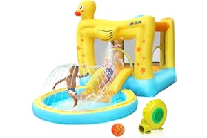(2025 New) JOYMOR Water Slide Bounce House w/Ball Pit, Slide, Sprinklers, Toddler Bounce House Castle Indoor Outdoor, Inflatable Water Slide for Kids 3-6 (Air Blower, Carrying Bag Included)