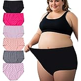 WhilyeePam Women's Cotton Plus Size Underwear Ladies Panties Briefs XL-5XL 6 Pack Ladies Underwear