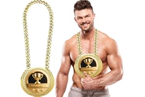 LAPETALE FASHION Greatest of All Time Turnover Chain - 6" Big Gold Awards Medal Goat Trophy Necklace Champion Chain for Football Fantasy Basketball Soccer Sports Achievements MVP Turnover Chain Athlete Prize Gifts